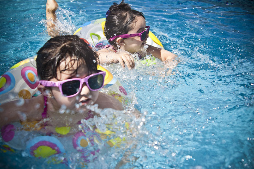 children swimming